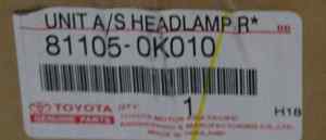 TOYOTA HILUX Gen 7 (05-08) Right Headlight (2005 2006 2007 2008) [81105-0K010]