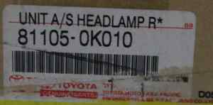 TOYOTA HILUX Gen 7 (05-08) Right Headlight (2005 2006 2007 2008) [81105-0K010]